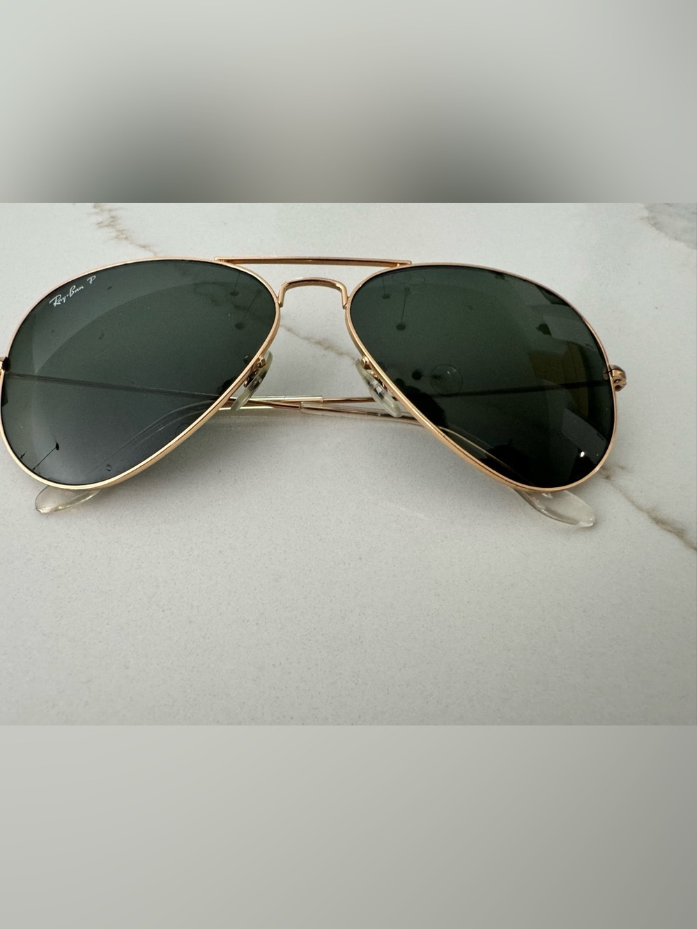 Gold Frame Aviator Sunglasses with Green Lenses